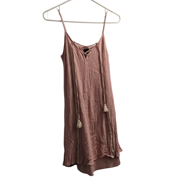 Trixxi Pale Pink Embroidered Tassel Short Dress S - Picture 1 of 2